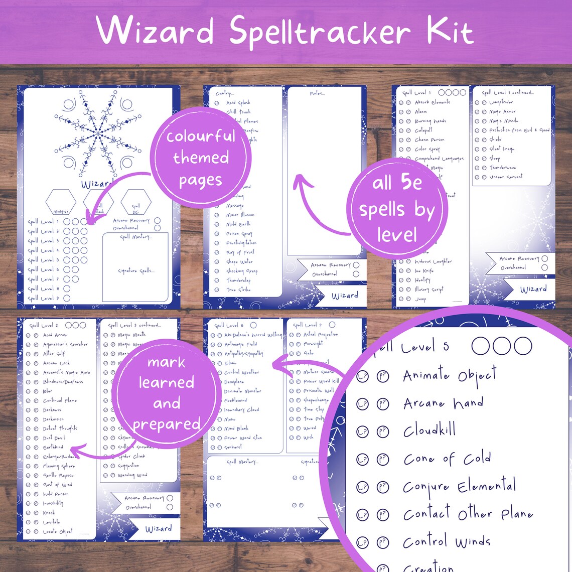 Dnd Wizard Spelltracker Set, All D&amp;D 5e Wizard Spell Lists and ...