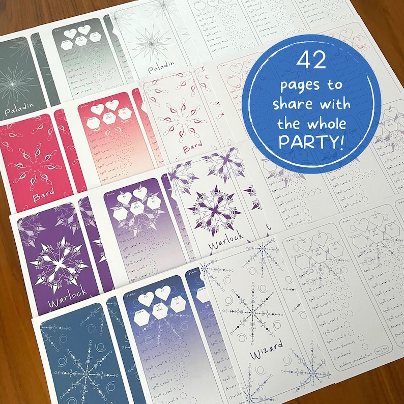 DND Spell Tracker Bookmarks Party Bundle, Set of Printable Dungeons and ...