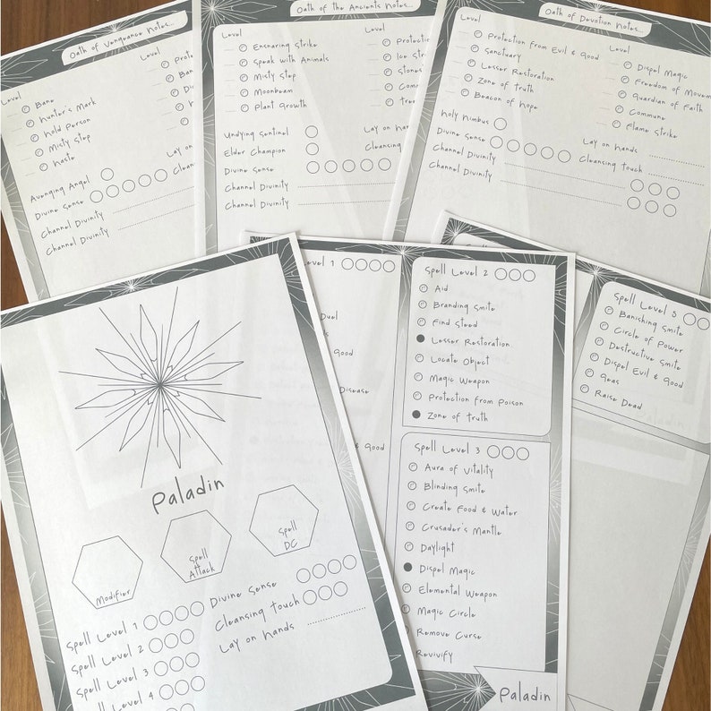 Paladin Spelltracker DND Set, All D&amp;D 5e Paladin Inc. Paladin Oaths ...