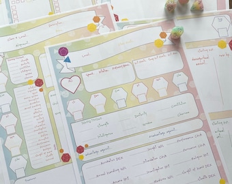 Pastel Rainbow D&D Character Sheets: Form Fillable 5e Printable (PDF)