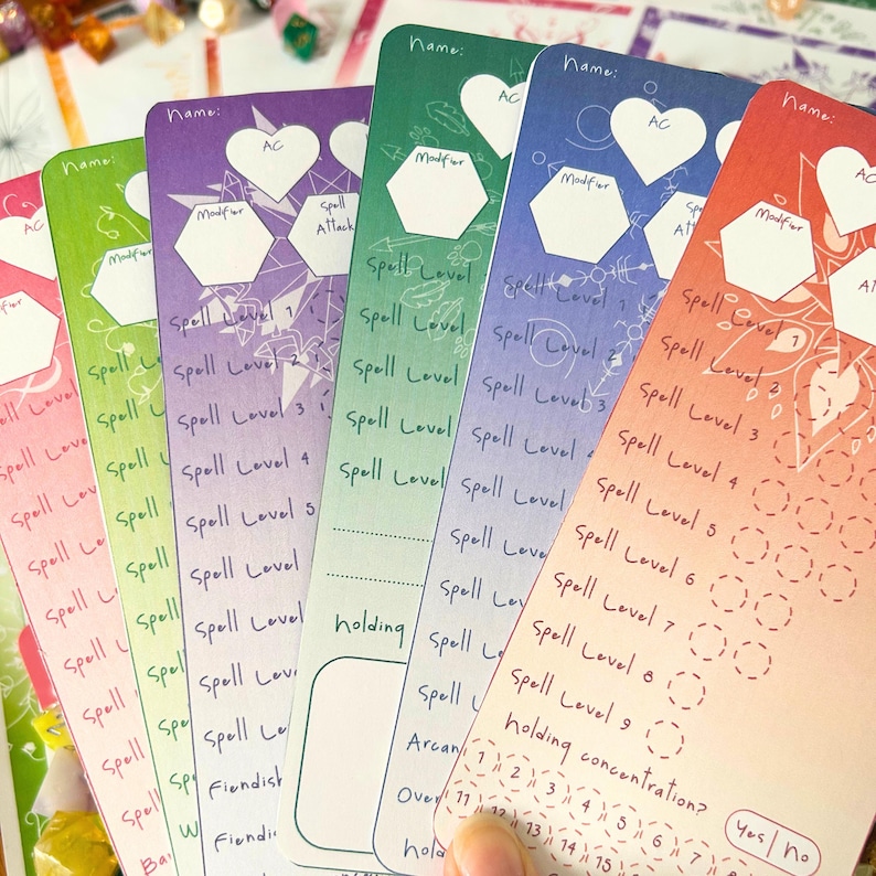 DND Spell Tracker Bookmarks Party Bundle, Set of Printable Dungeons and ...
