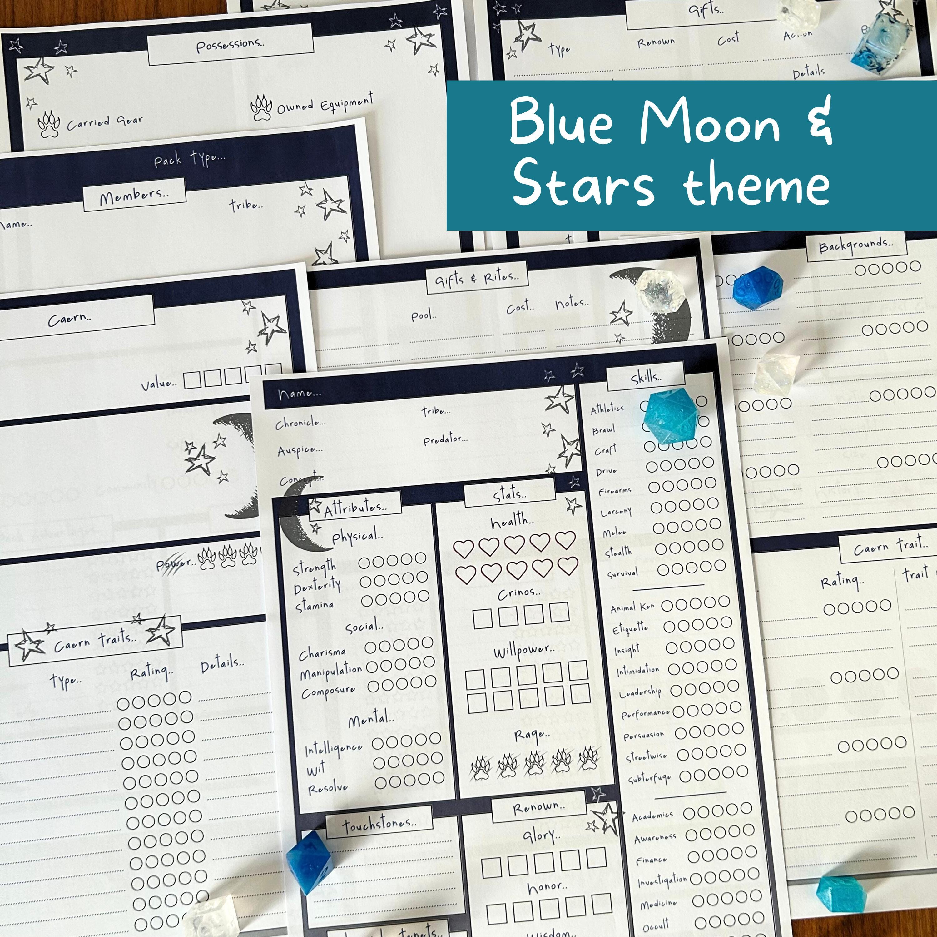 Werewolf the Apocalypse 5th Edition Character Sheets World of Darkness ...