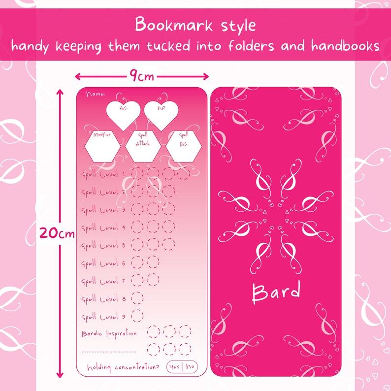 DND Spell Tracker Bookmarks Party Bundle, Set of Printable Dungeons and ...