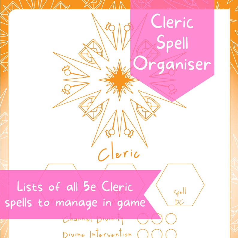 Cleric Spelltracker Set, All Dnd 5e Cleric Spell Lists and Printable Spell Tracker, Dungeons and
