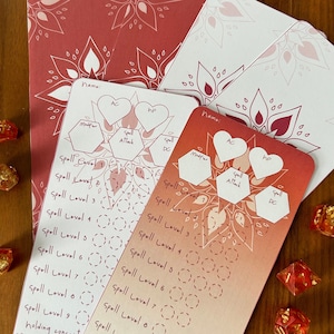 DND Sorcerer spell tracker bookmarks, printable Dungeons and Dragons 5e spell slot tracker 4 styles for your Sorcerer DND character