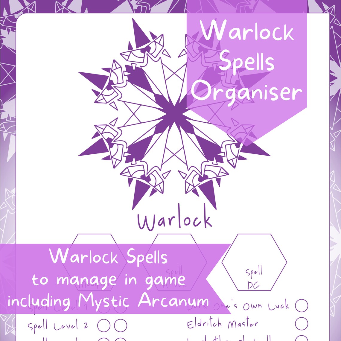 Warlock Spelltracker Set All Dnd 5e Warlock Spell Lists and - Etsy