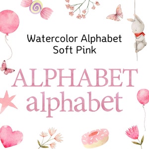 Pink watercolor alphabet Clip Art, Watercolor letters, Digital clipart, Letters, numbers clip art, Alphabet PNG