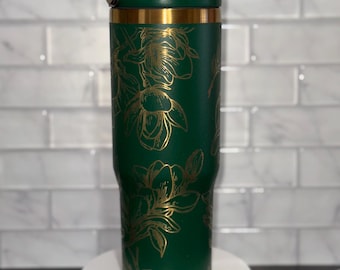 Magnolia Flower Tumbler, 30oz Ice Flow Tumbler, Custom tumbler for her, Mother&#39;s Day tumbler, Gift for kids,