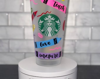 Teacher Cold Cup, Authentic, Teacher appreciation gift, Teach Love Inspire, Reusable, Tumbler, personalize, Student Gift |