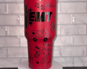 Custom Engraved EMT Tumbler: 40oz Stainless Steel Paramedic Gift