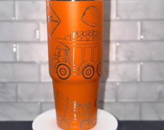 Construction Tumbler, Kids building cup, Gift ideas, Laser Engraved Stainless Steel, 30oz, 24oz Water Bottle
