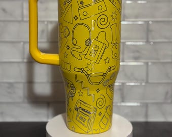 80s Retro Tumbler: Laser Engraved Throwback Design