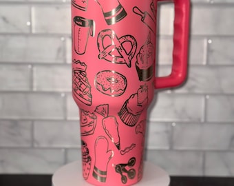 Laser Engraved Baker Tumbler: 40oz Insulated Travel Mug with Lid & Straw, Pasty Chef, Culiary