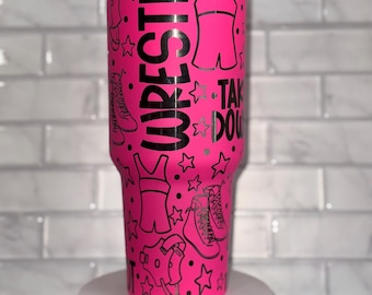 Engraved Wrestling 40oz Tumbler with Straw & Lid, Sports Mom, Sports Dad