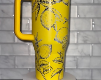 Engraved Lemon Fruit 40oz Tumbler with Straw and Lid