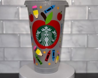 Teacher starbucks cold cup, Teacher appreciation gift, Reusable, Tumbler, personalize, Student Gift, Cold cup with lid and straw
