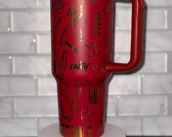 Baseball 40oz Tumbler with Lid & Straw, Sports Mom Cup
