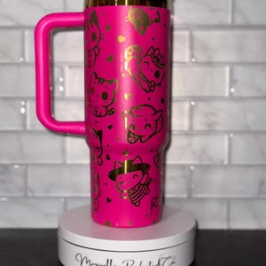 Kitty Tumbler: 30 oz Insulated Cat Lover Cup with Straw