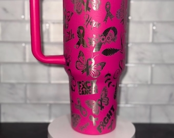 Breast Cancer Awareness Tumbler: Laser Engraved Warrior Gift, 40oz
