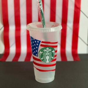 America Cold cup, Personalize, Customize, Reusable Beverage Tumbler, Ice cold Cup, Fourth of July cold cup, Patriot Tumbler, custom cup