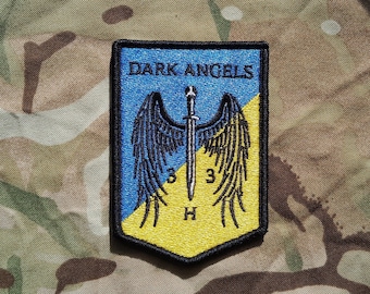 Ukrainian Dark Angels Patch - British Foreign Volunteer Unit Ukraine Military UA Chevron Armed Forces Army