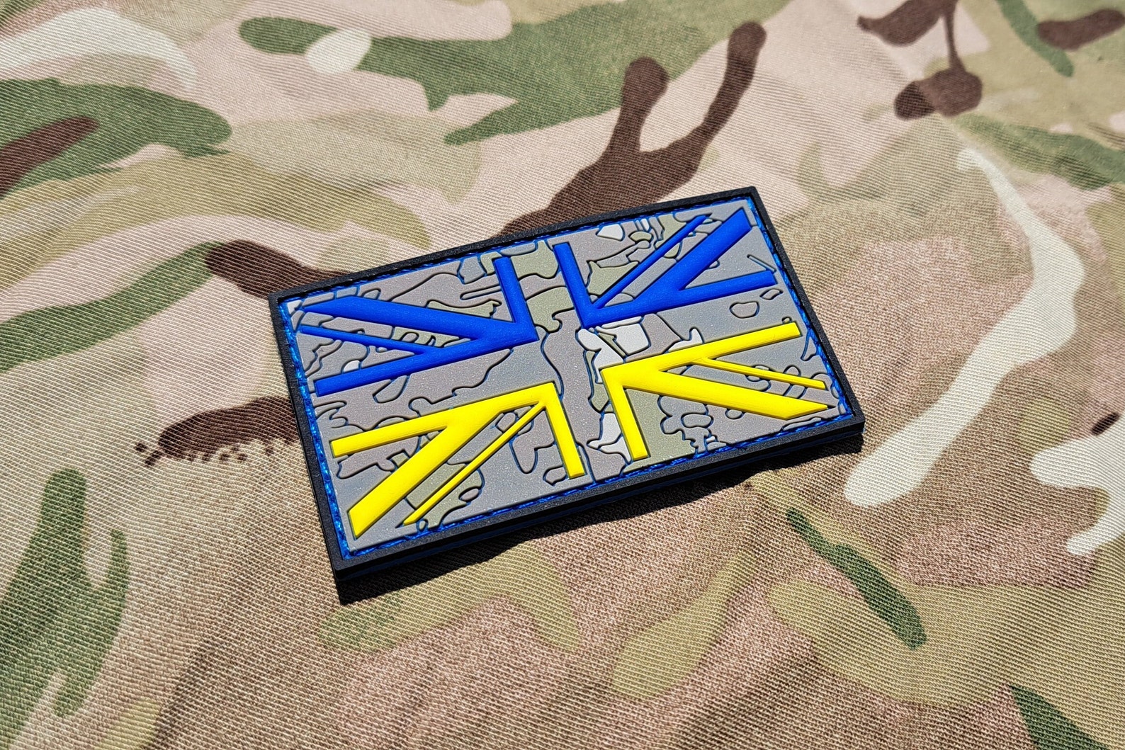 British UK Union Jack Flag Ukrainian Support Camo PVC Patch - Ukraine ...