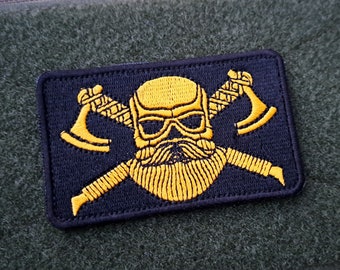 Viking Helmet Runic Axe Patch - Nordic Warrior Valknut Odin Valhalla Ukraine Yellow Cossack Saxon Protection Thor Norse Rune