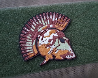 Spartan Warrior Camo Helmet Patch - Sparta Molon Labe Morale Shield 300 Legion Airsoft