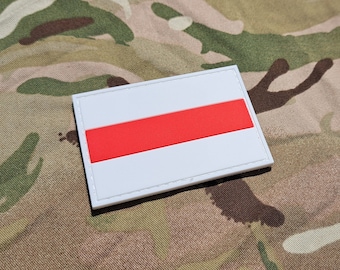 Belarus White Red Flag PVC Patch - Belarusian Opposition Peace Protest Anti War Ukrainian Support
