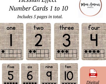 Hessian 10s Frame Posters | Number Cards from 1 to 10 | Place Value Frames | Early Years Resources | Natural Classroom | DIGITAL DOWNLOAD