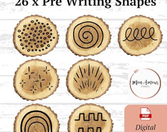 Pre-Writing Lines | Mark Making Patterns | Fine Motor Skills | EYFS Continuous Provision | Log Slices | Natural Classroom | DIGITAL DOWNLOAD