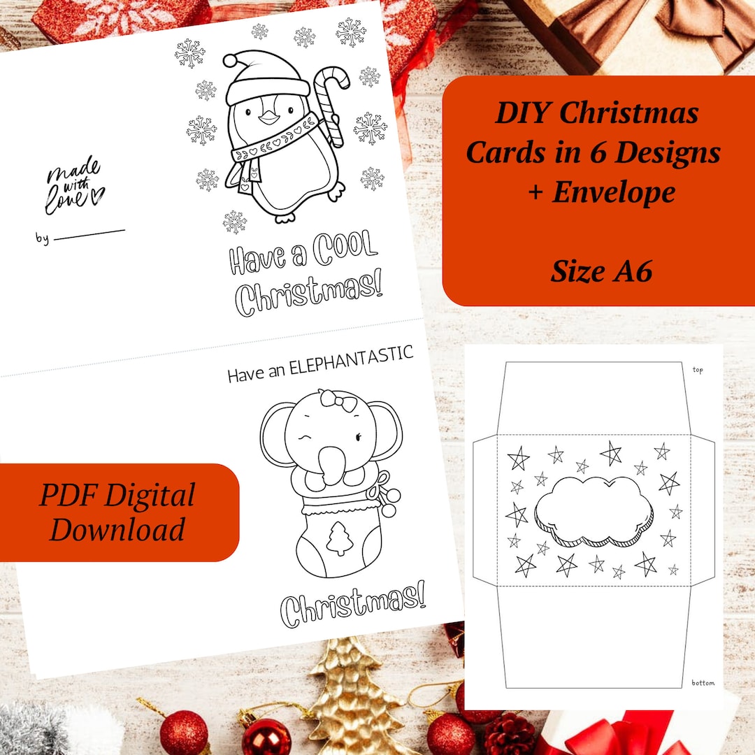 Printable Kids Christmas Cards | DIY Greeting Cards | Colouring Xmas ...