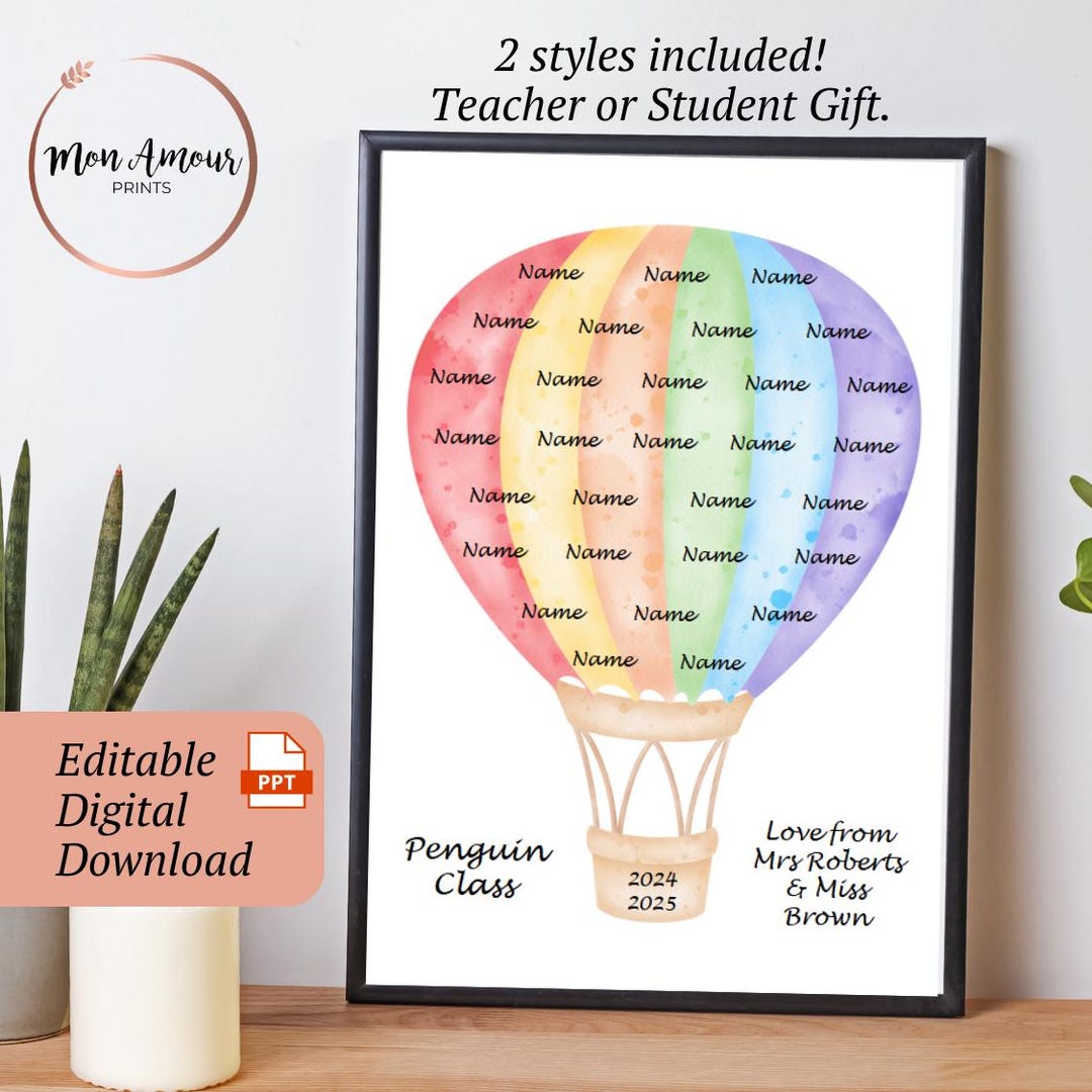 Personalised End of Year Class Print | Thank You Teacher Gift | Rainbow ...