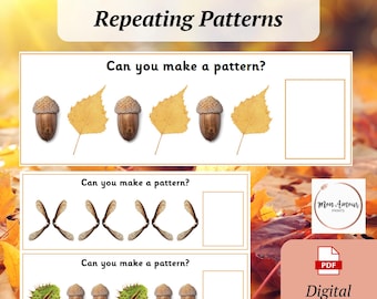 Motifs naturels d'automne | Motifs récurrents d'automne | Activité mathématique pratique d'automne | Créez un modèle | Motifs AB, ABB, ABC | École forestière
