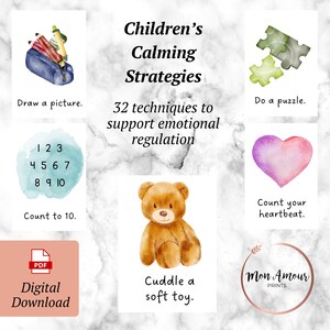 Tarjetas de estrategias de calma para niños / Regulación emocional / Salud mental positiva / Rincón de la calma / Técnicas de atención plena / DESCARGA DIGITAL