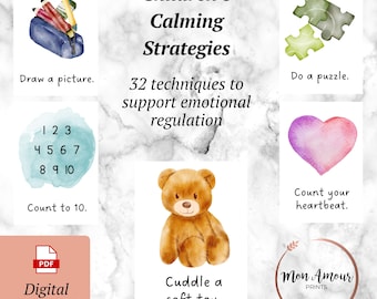 Children's Calming Strategy Cards | Emotional Regulation | Positive Mental Health | Calming Corner | Mindful Techniques | DIGITAL DOWNLOAD
