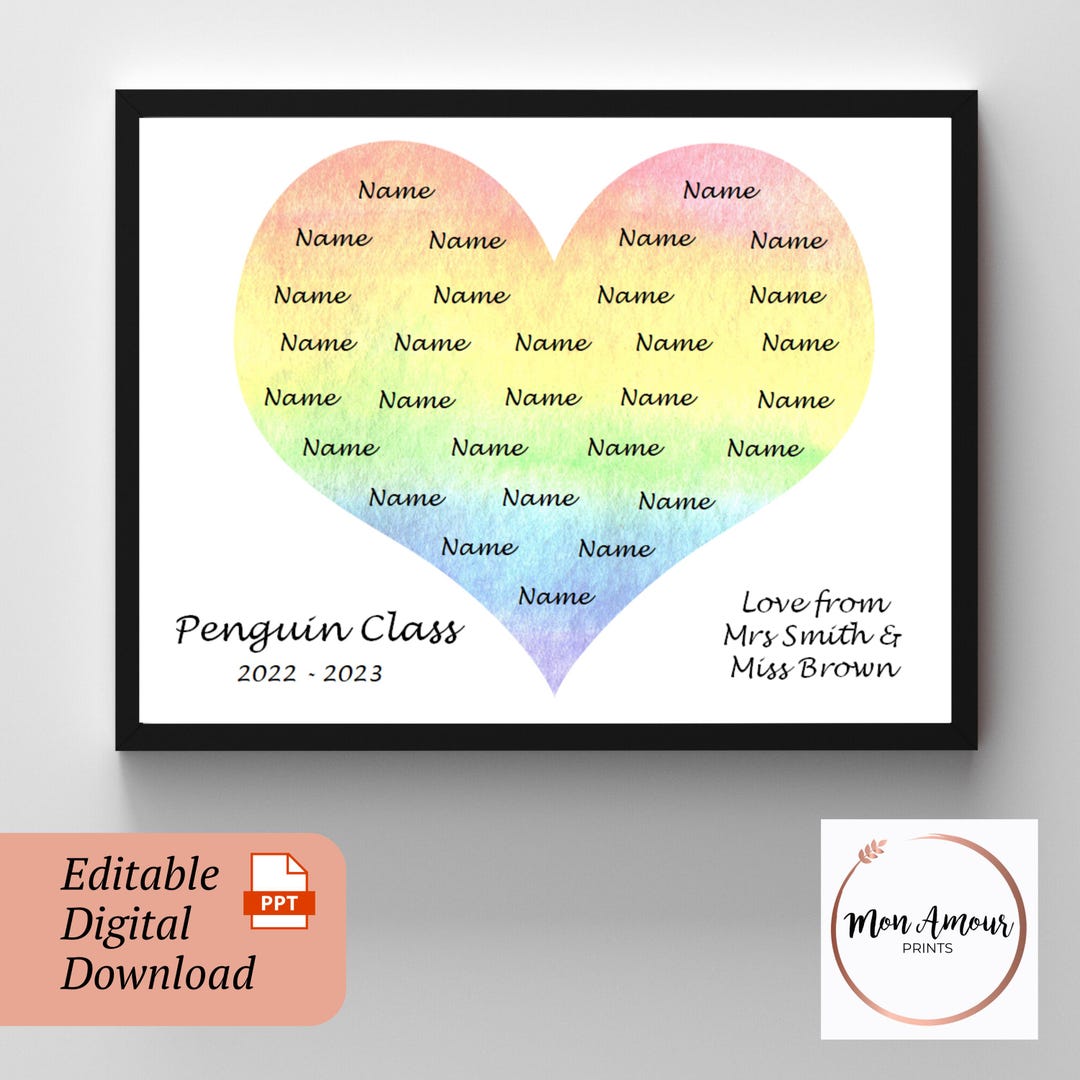 Personalised End of Year Class Print | Thank You Teacher Gift | School ...