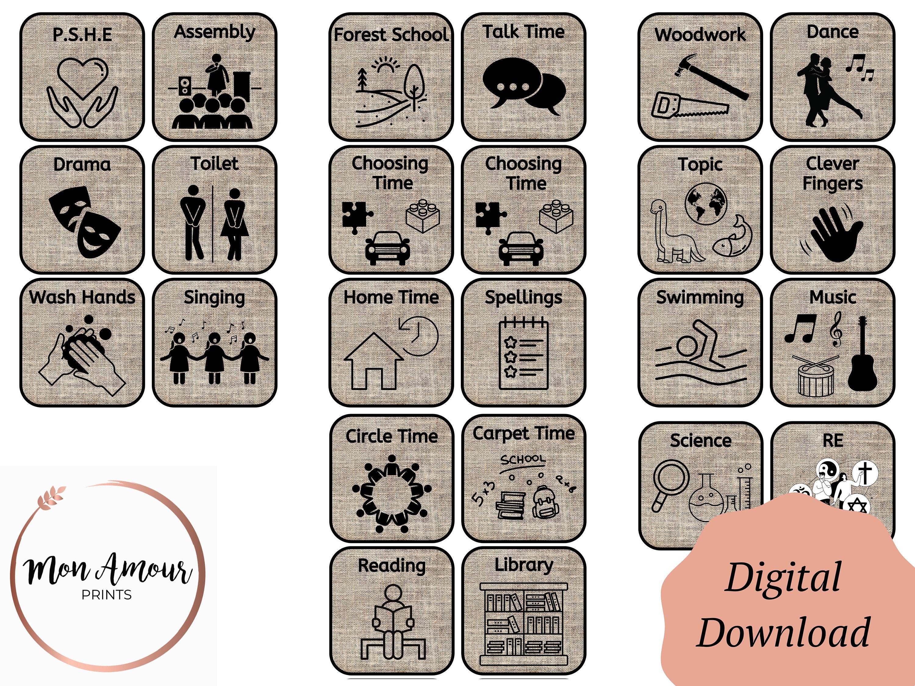Editable Hessian Visual Timetable for Early Years, KS1, KS2 | School ...