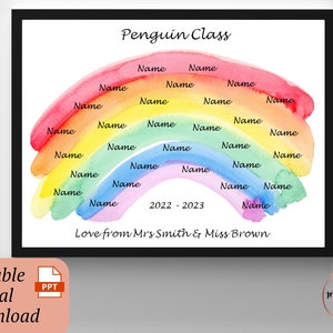 Impresión personalizada de fin de año / Regalo de agradecimiento para el maestro / Regalo de clase / Regalo para quienes terminan la escuela / Regalo de clase arcoíris / DESCARGA DIGITAL