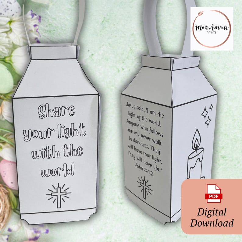 Jesus Light of World Lantern Craft | John 8:12 Bible Activity (digital ...