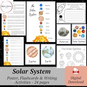 Solar System Educational Bundle | Science Posters & Flashcards | 24 Pages Space Resources | Science Activities for Kids | DIGITAL DOWNLOAD