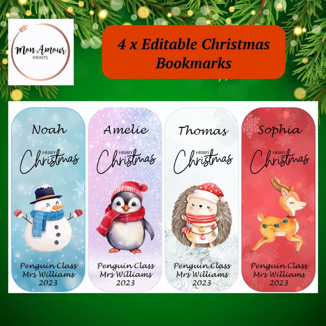 Children's Christmas Bookmarks | Class Christmas Gift | Personalised ...