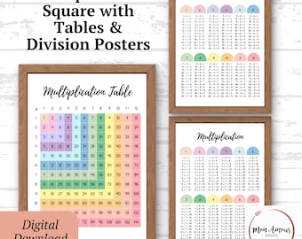 Multiplikation & Dividuelle Poster | Stundentafeln Poster | Homeschool Drucke | Mathe Poster | Math Anker Diagramme | DIGITALER DOWNLOAD