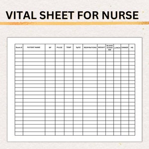 Vitals Sheet for Nurses | SNF vitals, LTC vital sheet w/Room numbers, monthly vitals printable, patient vitals paper, Nurse Vitals