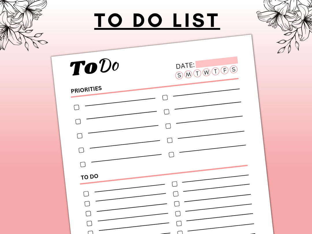 Minimalist to Do List Printable | Daily & Weekly Planner (PDF Download ...