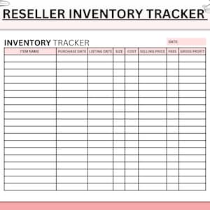 Rastreador de inventario de reventa, Hojas de inventario de revendedor en línea, Lista de inventario, Rastreador de inventario de productos, CARTA A4 A5 PDF imprimible