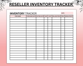 Reseller Inventory Tracker, Printable Inventory List (A4 A5 Letter PDF)