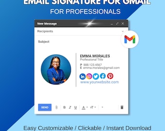 Email Signature Template for Gmail, Clickable Email Signature Template in Google Docs (Instant Download)