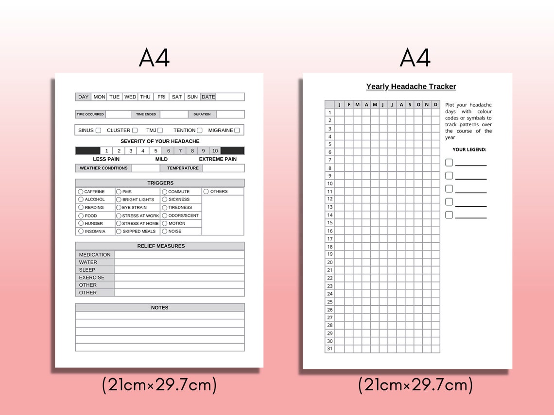 Migraine Tracker Printable, Headache Tracker, Headache Log, Migraine ...