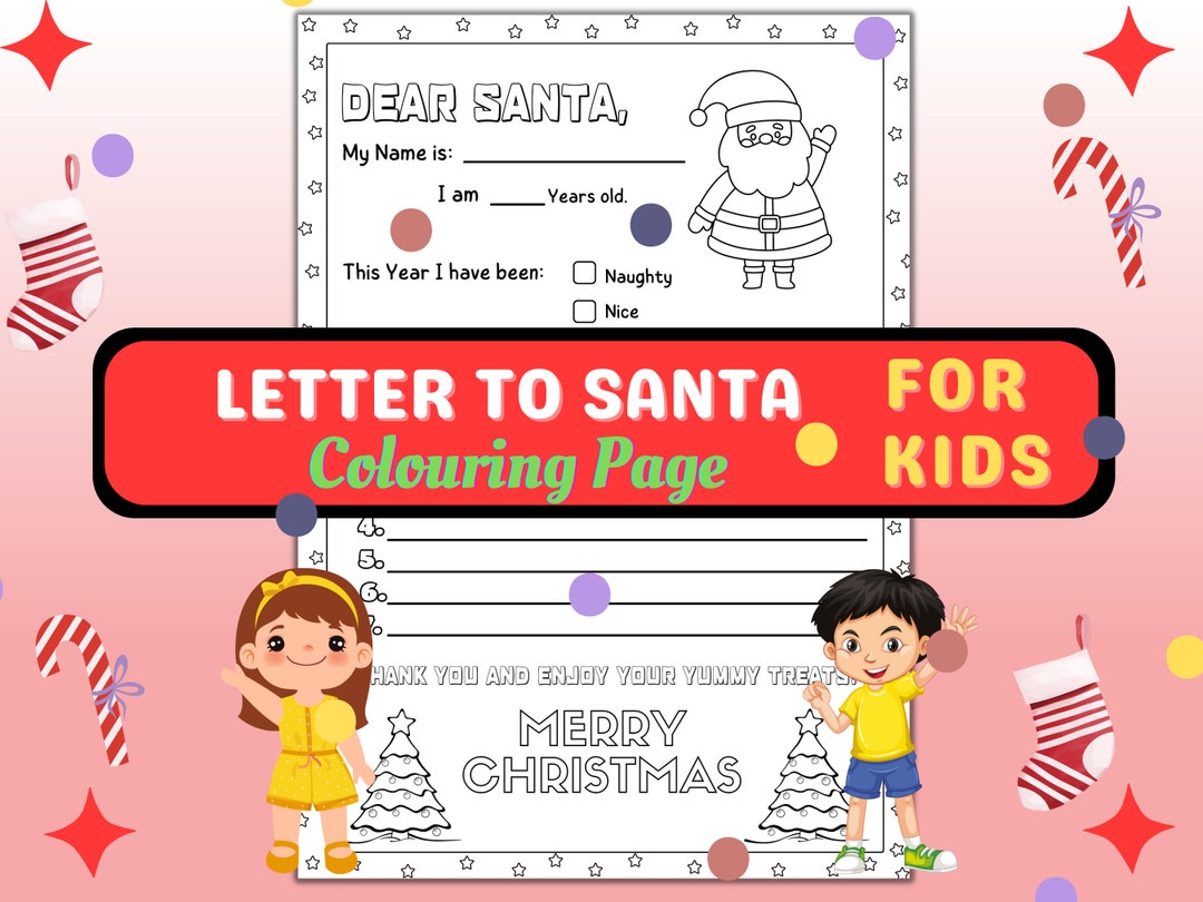 Letter to Santa Coloring Page Printable Dear Santa Letter Christmas